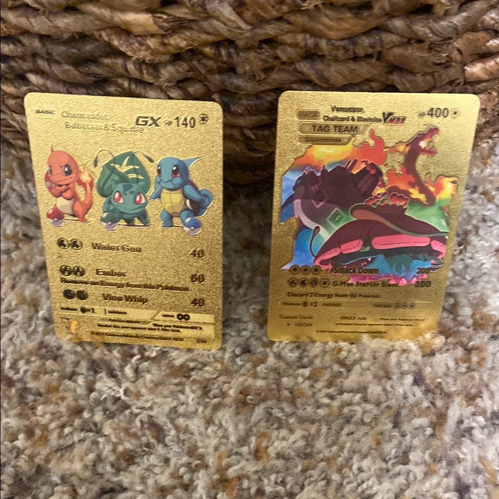 Pokemon Gold Plated Cards - Charmander, Squirtle, Venusaur & Charizard